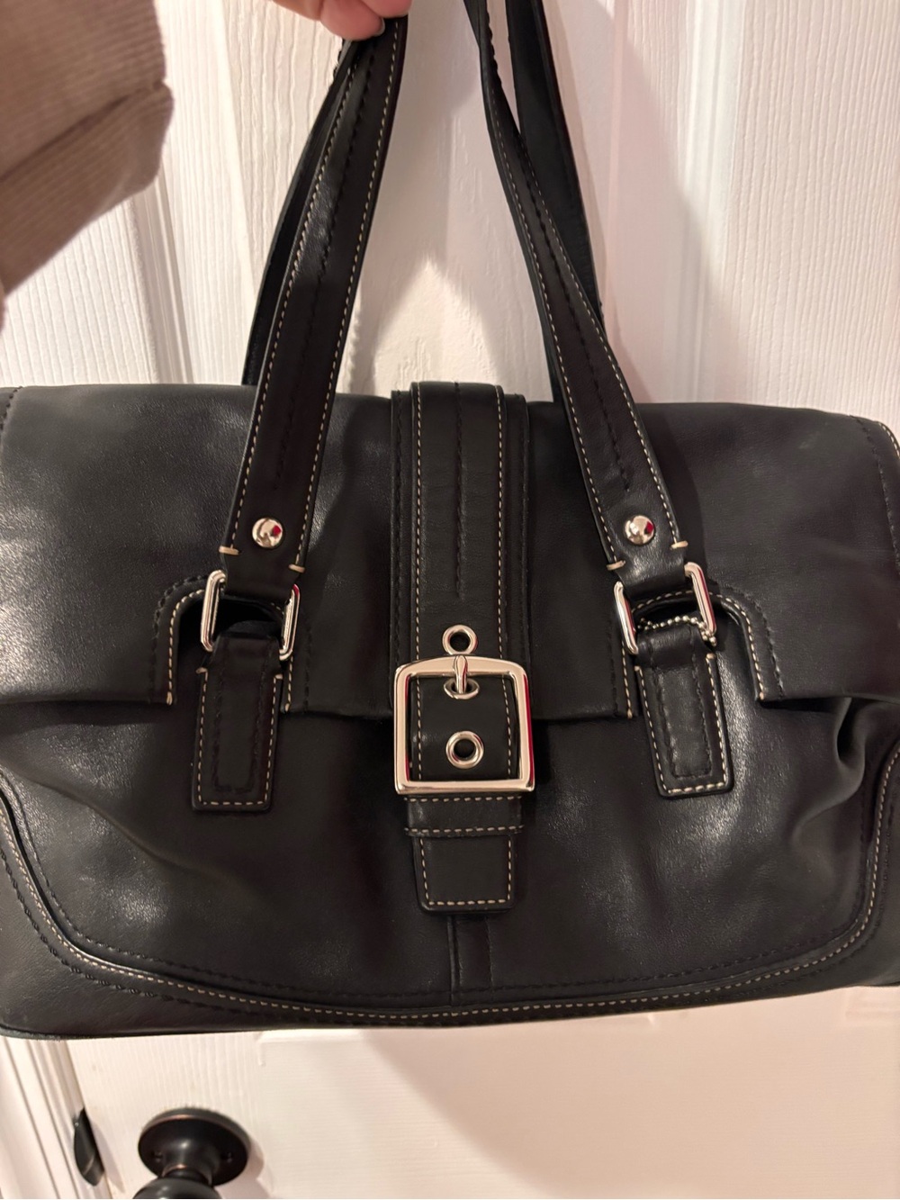 Vintage Coach black Soho with double handles
